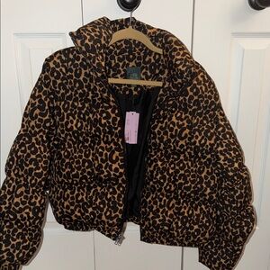Leopard Print Puffer Jacket